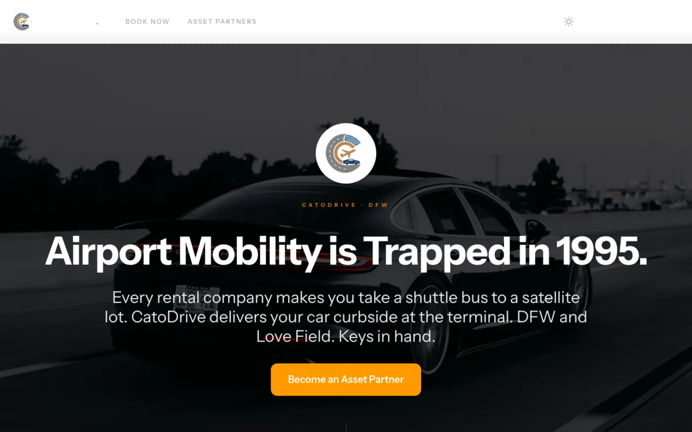 The CatoDrive airport mobility landing page.